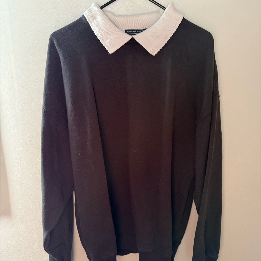 Black Sweater with White Collar
